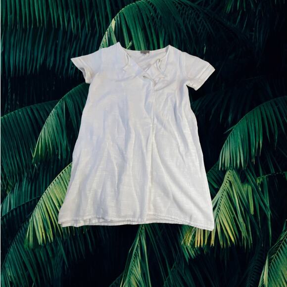 Lilla P. Cotton Linen Blend White Mini Shirt Dress Size XS - Picture 1 of 6